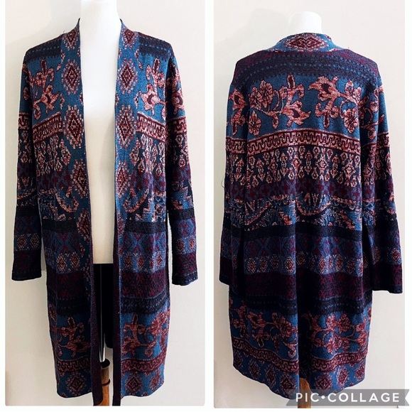 Chico's Textured Metallic Knit Cardigan casual office western bohemian - Picture 1 of 6